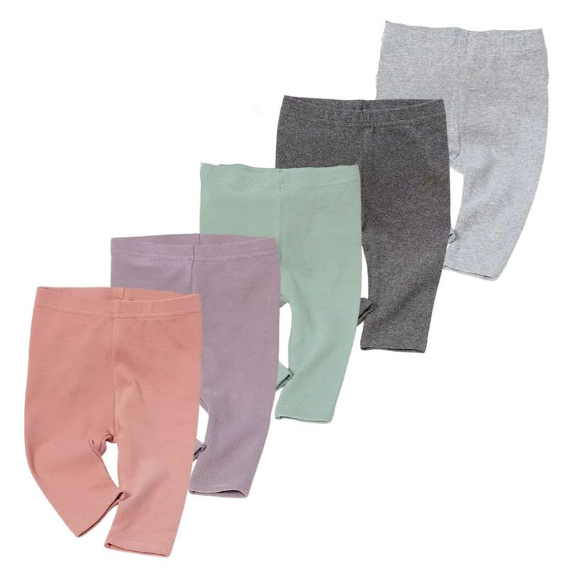 Toddler Organic Cotton Plain Knitted Ribbed Girl Leggings Autumn